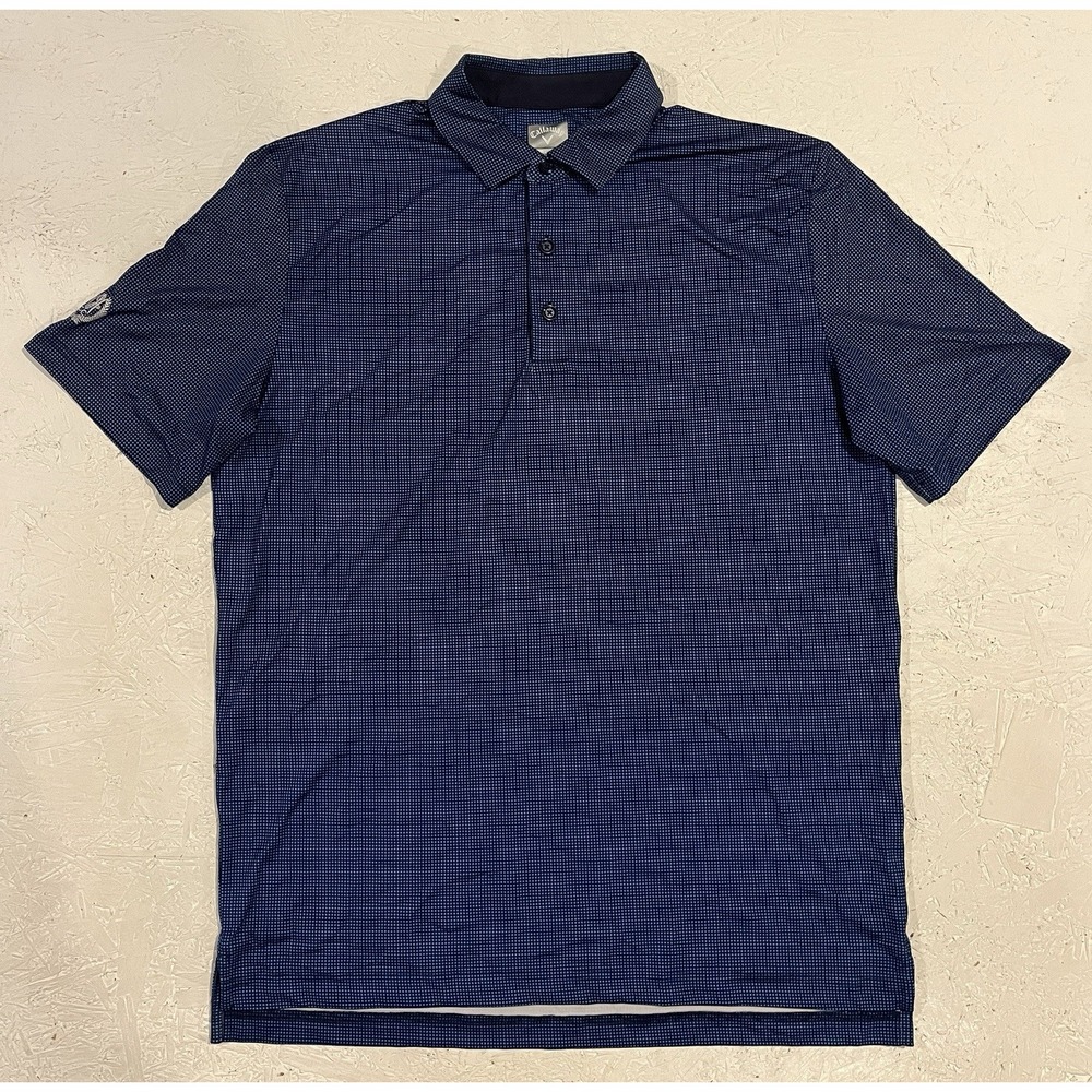 Callaway Polo Shirt Mens‎ Medium Opti-Dri Golf Stretch Polka Dot Blue Athletic